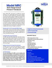 Thumbnail of document Data Sheet - MRC Multi-Range Critical Pressure Transducer